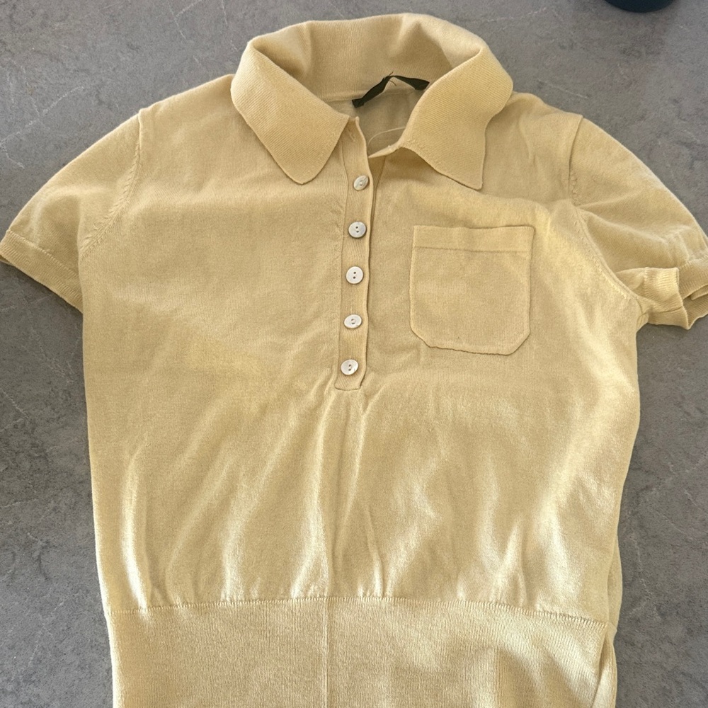 Zara Yellow Polo Short Sleeve Top